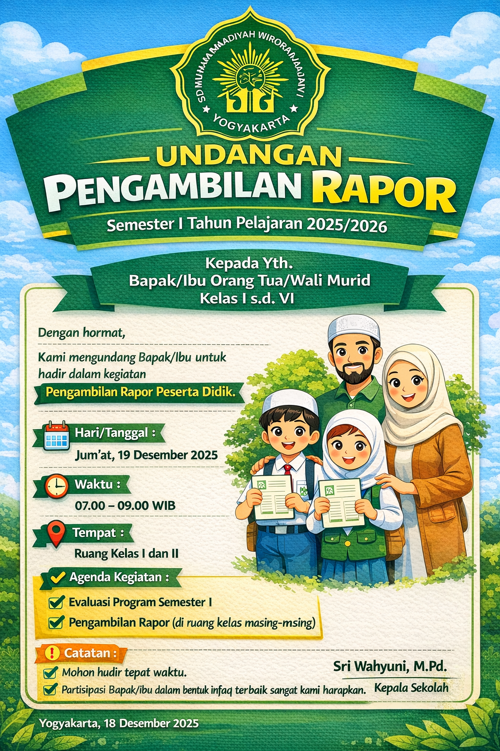 Undangan pengambilan Rapor TP 2026/2027